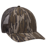 OTTO CAP Mossy Oak Camouflage Superior Polyester Twill 6 Panel Low Profile Mesh Back Trucker Hat OTTO 171 - 1292 Bottomland OSFM - Adult Hats