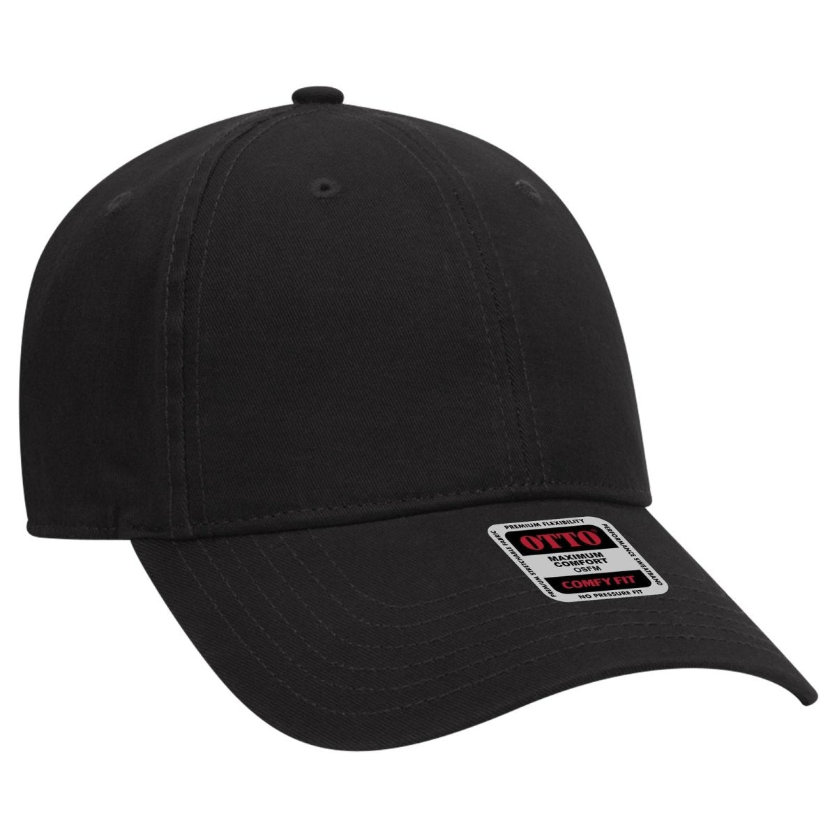 OTTO CAP "OTTO COMFY FIT" 6 Panel Low Profile Dad Hat OTTO 18 - 1282 Black OSFM - Adult Hats