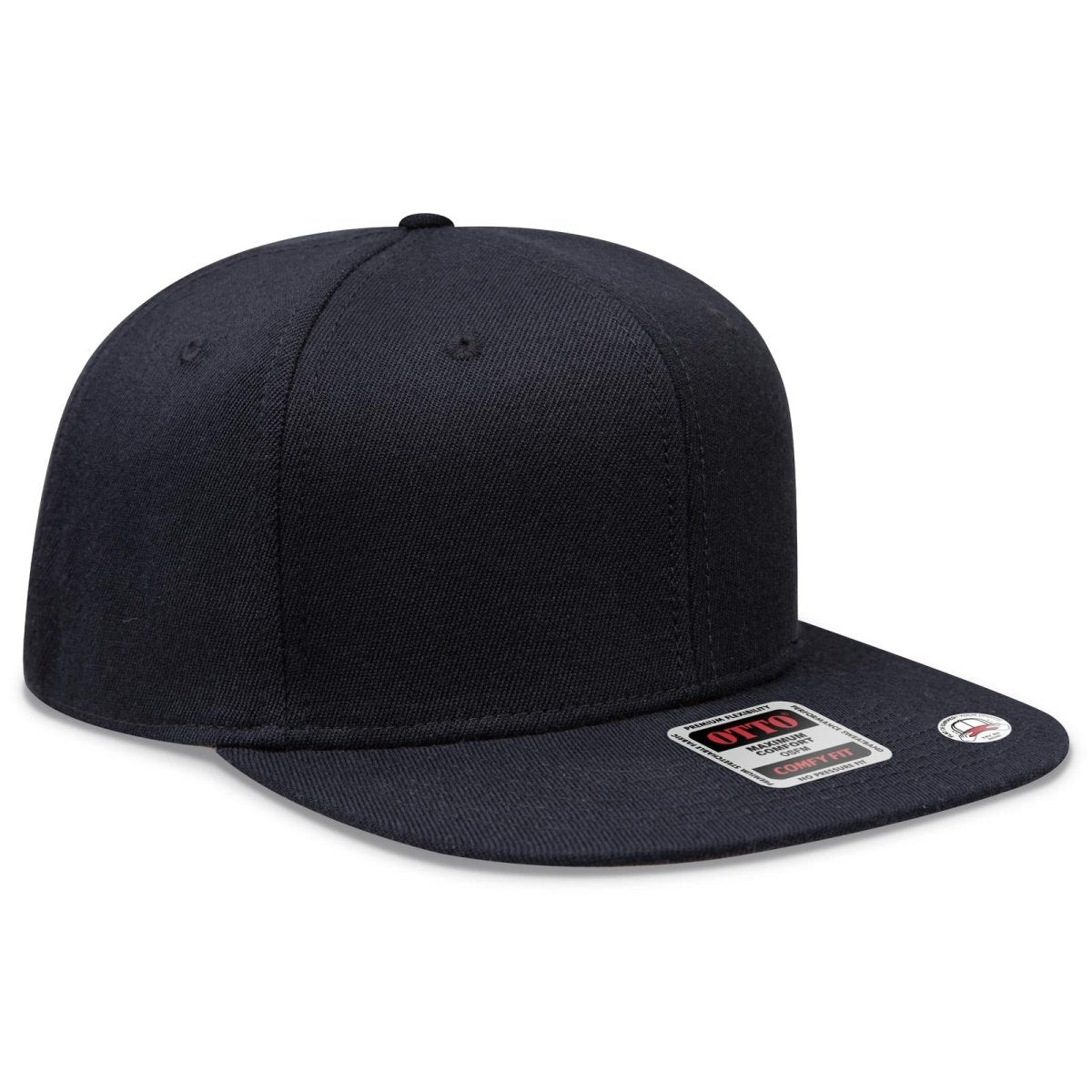 OTTO CAP "OTTO COMFY FIT" 6 Panel Pro Style Snapback Hat OTTO 125 - 1323 Black OSFM - Adult Hats