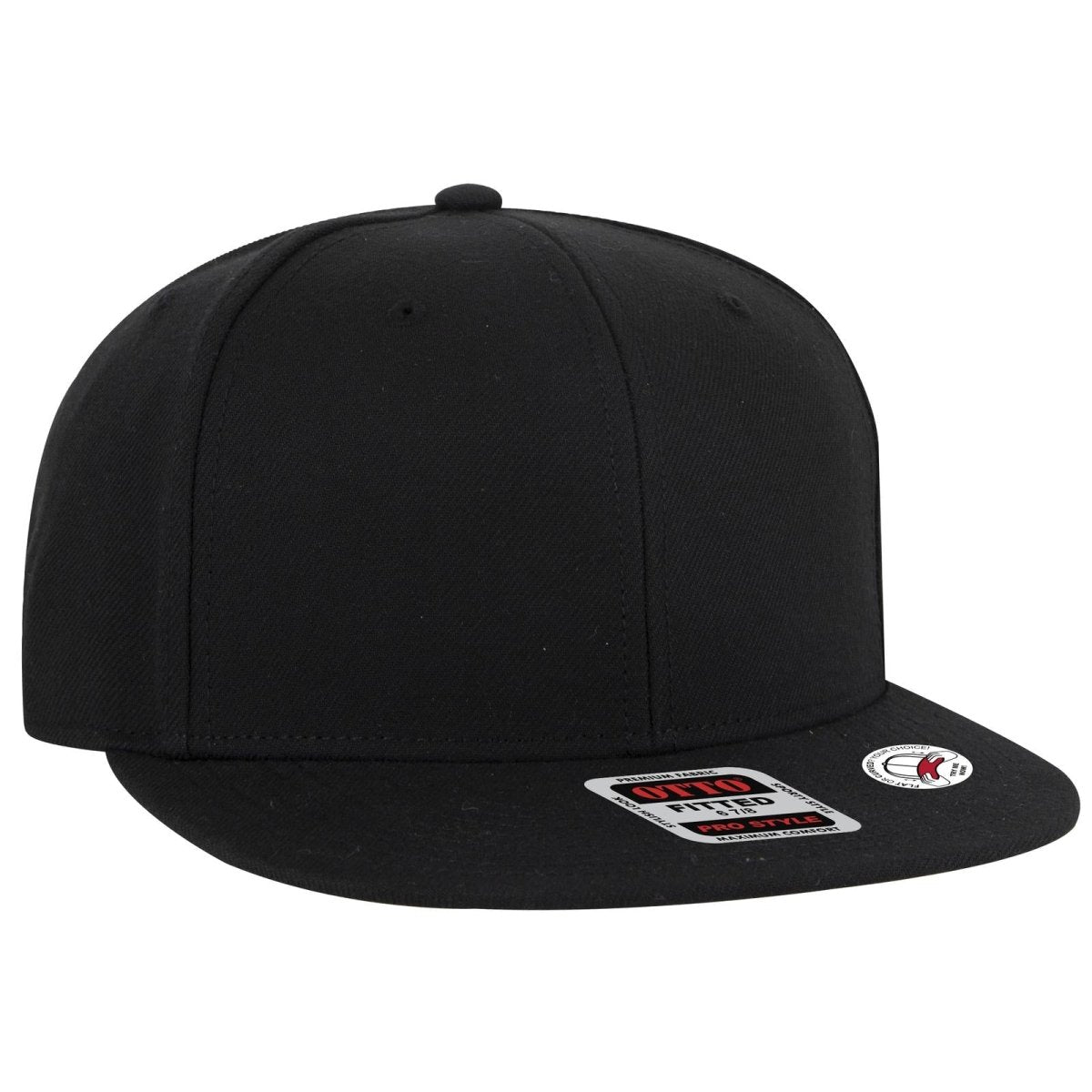 OTTO CAP “OTTO FIT” 6 Panel Pro Style Fitted Cap OTTO 5950 - 1 Black 7 3/8 Hats