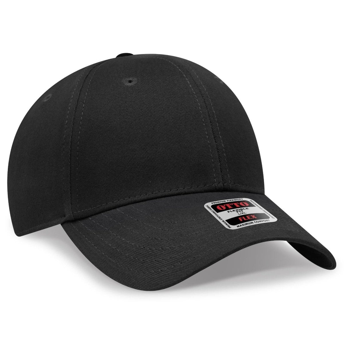 OTTO CAP "OTTO FLEX" Fitted 6 Panel Low Profile Baseball Cap OTTO 11 - 1167 Black L/XL Hats