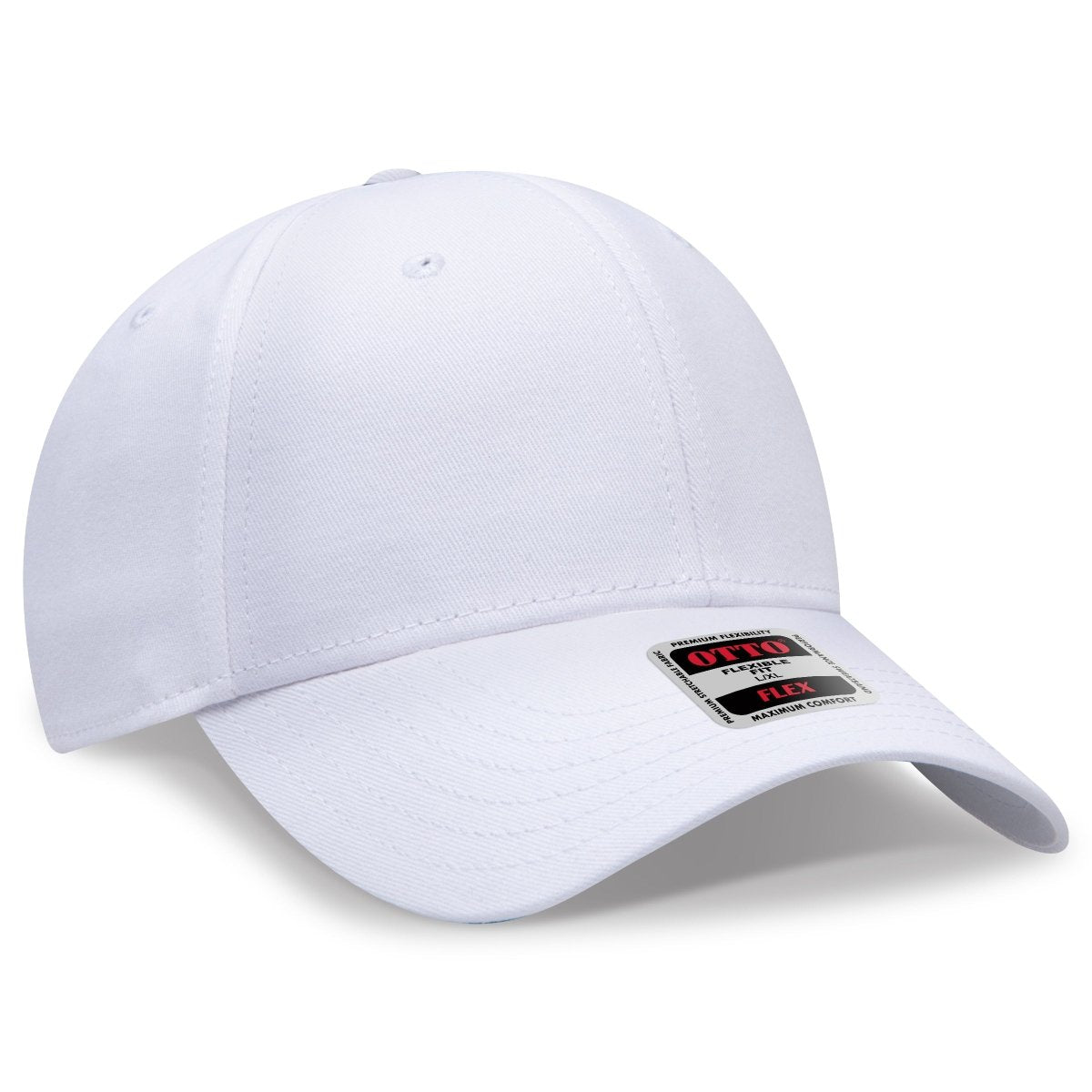 OTTO CAP "OTTO FLEX" Fitted 6 Panel Low Profile Baseball Cap OTTO 11 - 1167 White S/M Hats