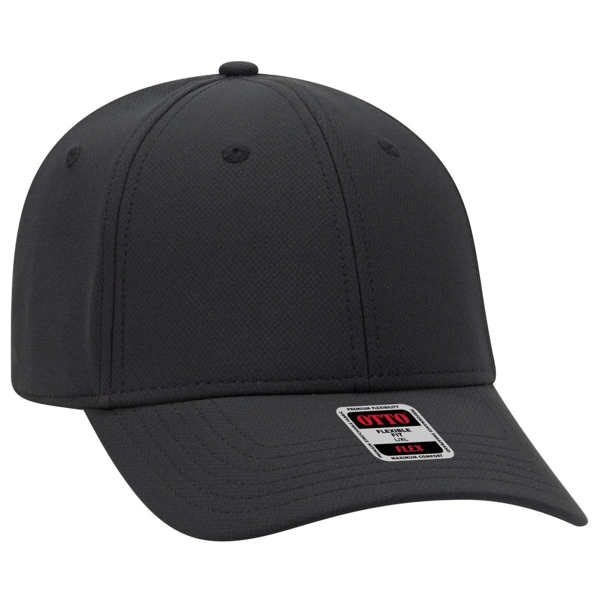 OTTO CAP "OTTO FLEX" Fitted UPF 50+ 6 Panel Low Profile Baseball Cap OTTO 11 - 1257 Black S/M Hats