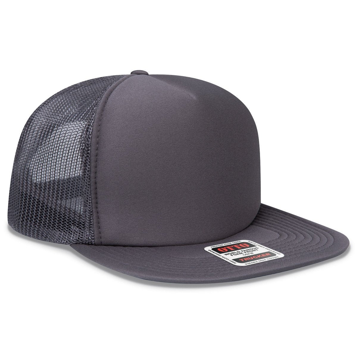 OTTO CAP "OTTO SNAP" 5 Panel High Crown Mesh Back Trucker Snapback Hat OTTO 132 - 1037 Char. Gray OSFM - Adult Hats