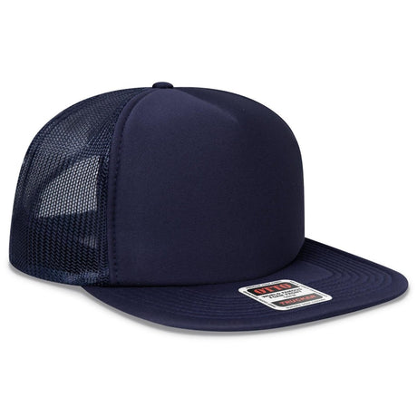 OTTO CAP "OTTO SNAP" 5 Panel High Crown Mesh Back Trucker Snapback Hat OTTO 132 - 1037 Navy OSFM - Adult Hats