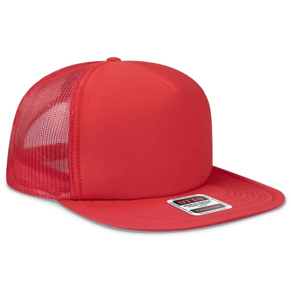 OTTO CAP "OTTO SNAP" 5 Panel High Crown Mesh Back Trucker Snapback Hat OTTO 132 - 1037 Red OSFM - Adult Hats