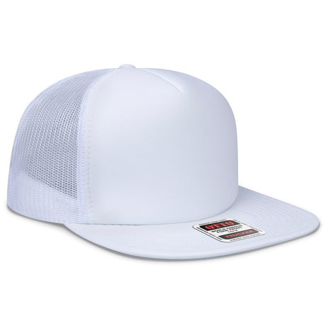 OTTO CAP "OTTO SNAP" 5 Panel High Crown Mesh Back Trucker Snapback Hat OTTO 132 - 1037 White OSFM - Adult Hats