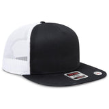 OTTO CAP "OTTO SNAP" 5 Panel Pro Style Mesh Back Trucker Snapback Hat OTTO 154 - 1124 Blk/Blk/Wht OSFM - Adult Hats