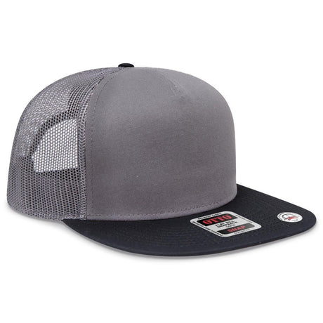 OTTO CAP "OTTO SNAP" 5 Panel Pro Style Mesh Back Trucker Snapback Hat OTTO 154 - 1124 Blk/Ch.Gry/Ch.Gry OSFM - Adult Hats