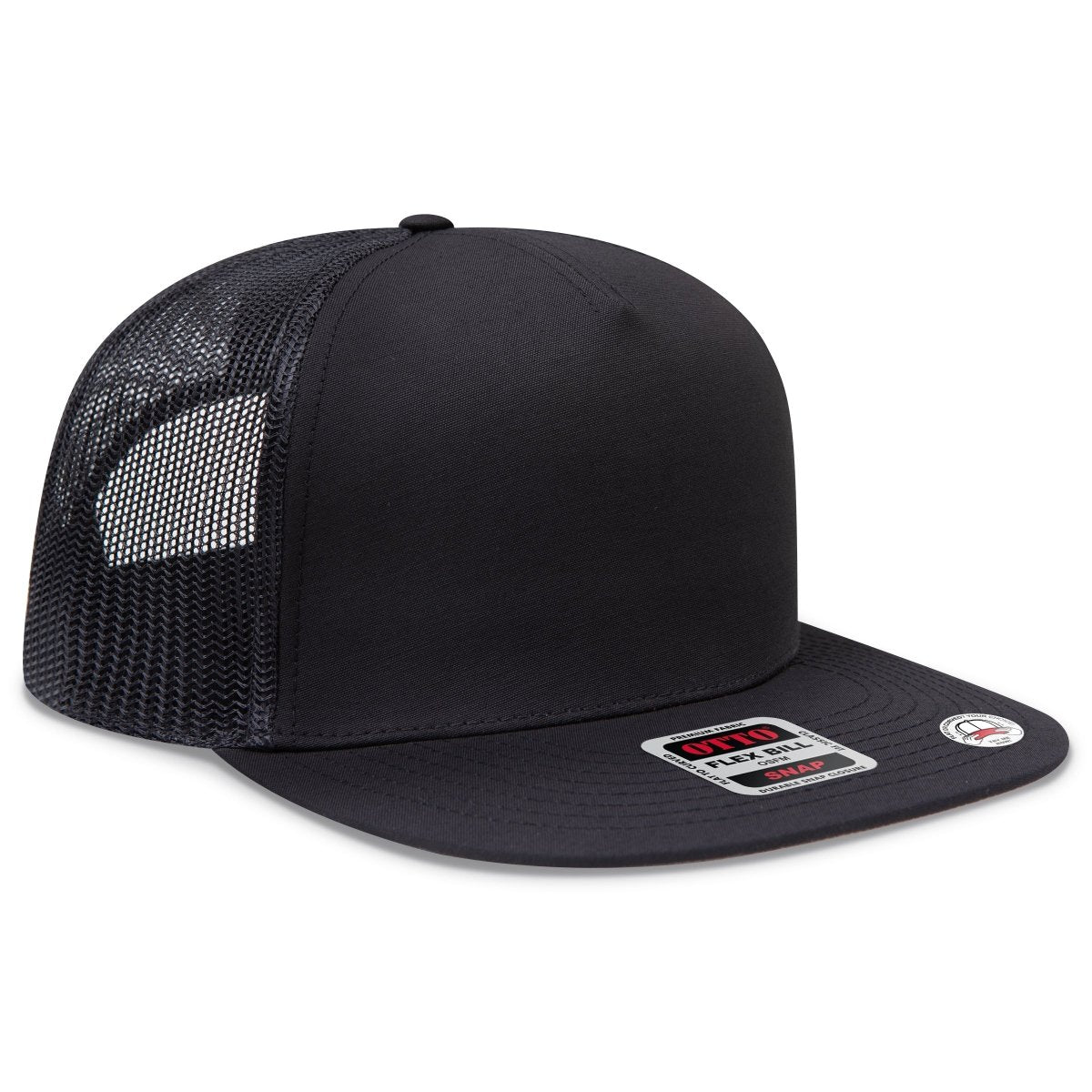 OTTO CAP "OTTO SNAP" 5 Panel Pro Style Mesh Back Trucker Snapback Hat OTTO 154 - 1174 Black OSFM - Adult Hats