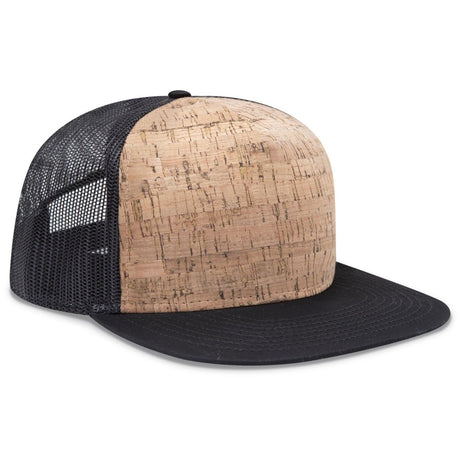 OTTO CAP "OTTO SNAP" 5 Panel Pro Style Mesh Back Trucker Snapback Hat OTTO 154 - 1174 Blk/Cork/Blk OSFM - Adult Hats