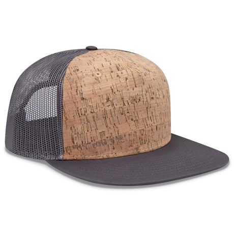 OTTO CAP "OTTO SNAP" 5 Panel Pro Style Mesh Back Trucker Snapback Hat OTTO 154 - 1174 Char. Gray/Cork/Char. Gray OSFM - Adult Hats