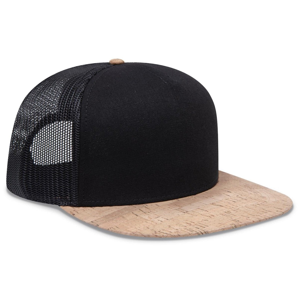 OTTO CAP "OTTO SNAP" 5 Panel Pro Style Mesh Back Trucker Snapback Hat OTTO 154 - 1174 Cork/Blk OSFM - Adult Hats