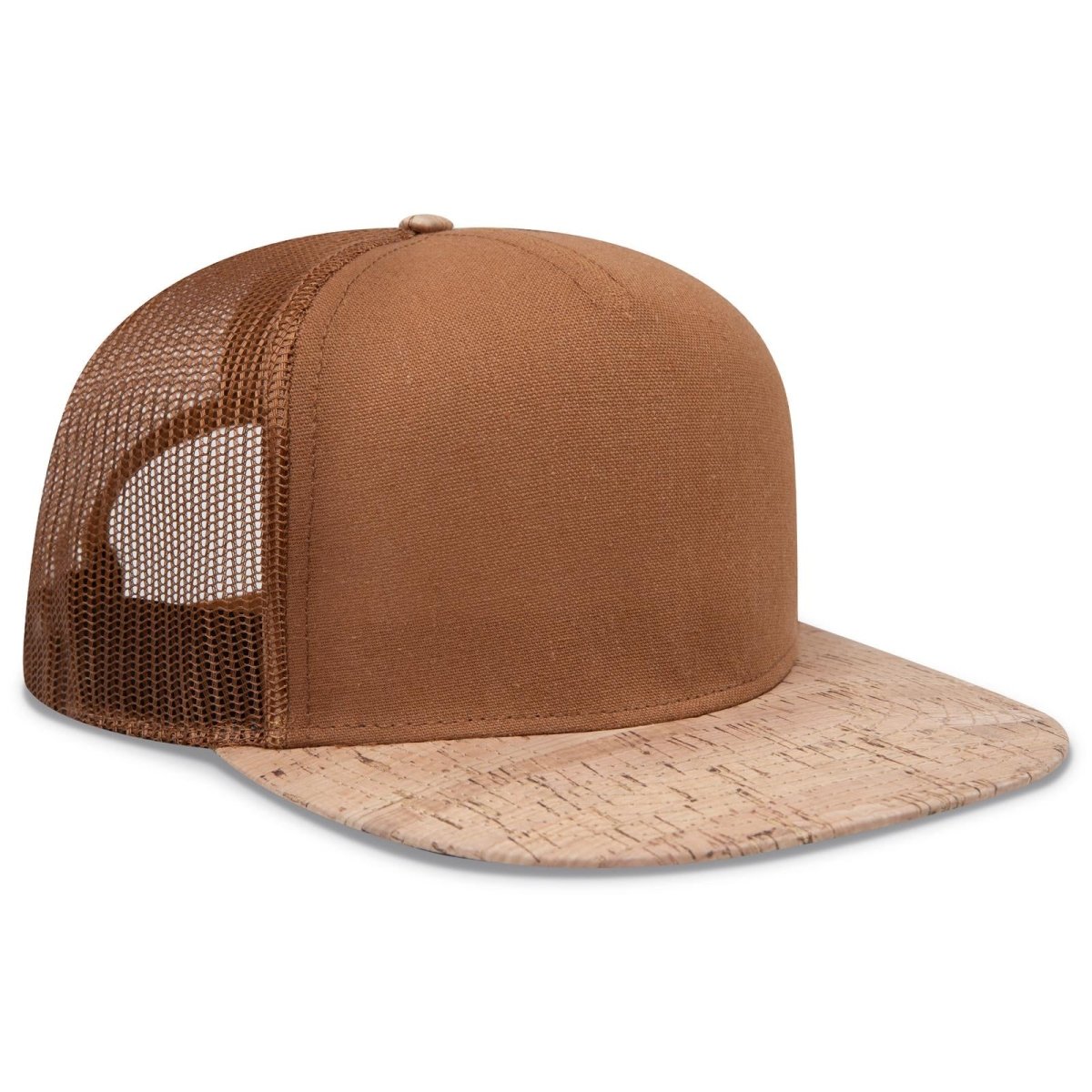 OTTO CAP "OTTO SNAP" 5 Panel Pro Style Mesh Back Trucker Snapback Hat OTTO 154 - 1174 Cork/Cy Brn OSFM - Adult Hats