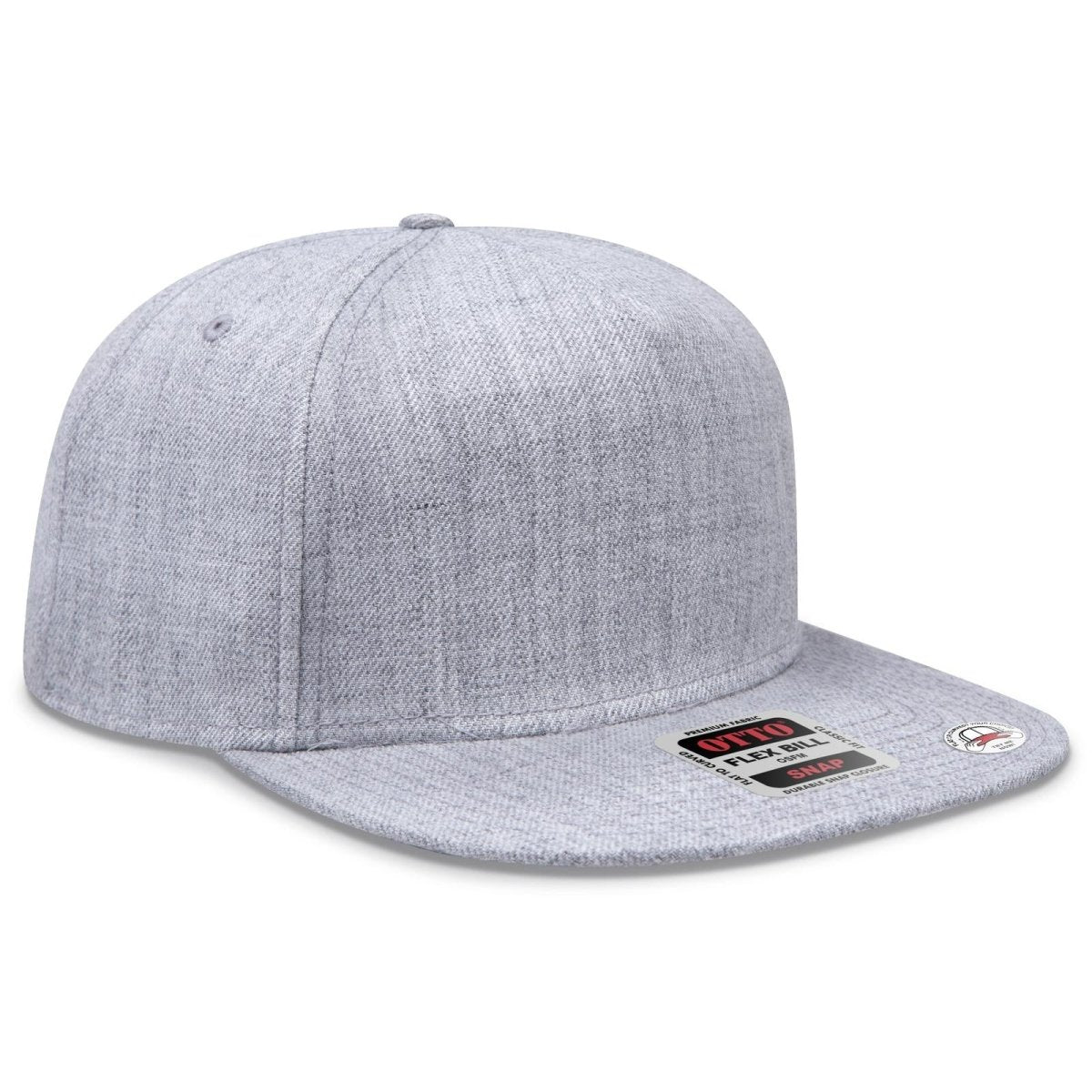 OTTO CAP "OTTO SNAP" 5 Panel Pro Style Snapback Hat OTTO 158 - 1176 Heath. Gray OSFM - Adult Hats