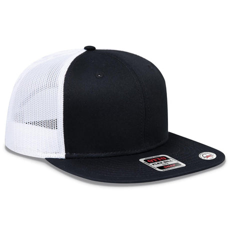 OTTO CAP "OTTO SNAP" 6 Panel Pro Style Mesh Back Trucker Snapback Hat OTTO 141 - 1070 Blk/Blk/Wht OSFM - Adult Hats