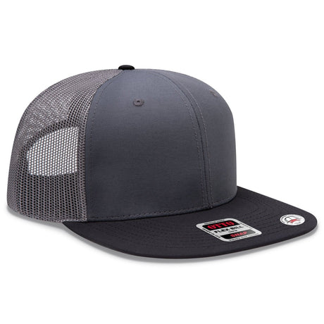 OTTO CAP "OTTO SNAP" 6 Panel Pro Style Mesh Back Trucker Snapback Hat OTTO 141 - 1070 Blk/Ch Gry/Ch Gry OSFM - Adult Hats