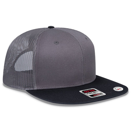 OTTO CAP "OTTO SNAP" 6 Panel Pro Style Mesh Back Trucker Snapback Hat OTTO 141 - 1070 Blk/Ch.Gry/Ch.Gry OSFM - Adult Hats