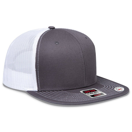 OTTO CAP "OTTO SNAP" 6 Panel Pro Style Mesh Back Trucker Snapback Hat OTTO 141 - 1070 Ch.Gry/Ch.Gry/Wht OSFM - Adult Hats
