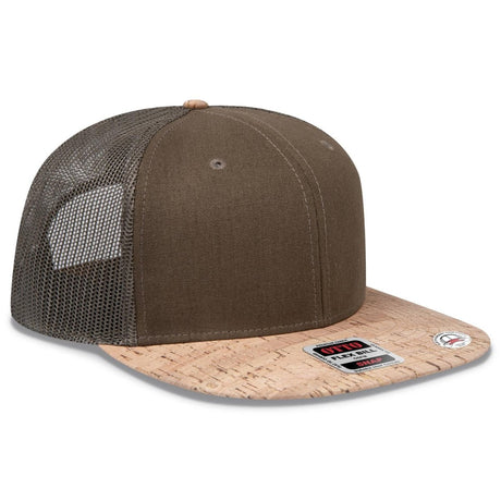 OTTO CAP "OTTO SNAP" 6 Panel Pro Style Mesh Back Trucker Snapback Hat OTTO 141 - 1070 Cork/Ml Grn OSFM - Adult Hats