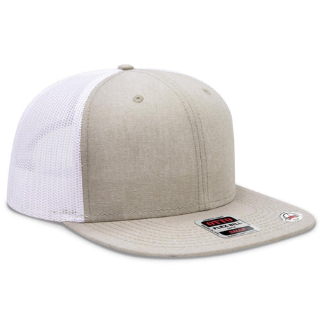OTTO CAP "OTTO SNAP" 6 Panel Pro Style Mesh Back Trucker Snapback Hat OTTO 141 - 1070 Khk/Wht OSFM - Adult Hats