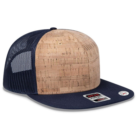 OTTO CAP "OTTO SNAP" 6 Panel Pro Style Mesh Back Trucker Snapback Hat OTTO 141 - 1070 Nvy/Cork/Nvy OSFM - Adult Hats