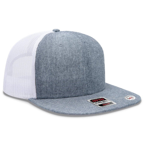 OTTO CAP "OTTO SNAP" 6 Panel Pro Style Mesh Back Trucker Snapback Hat OTTO 141 - 1070 Nvy/Wht OSFM - Adult Hats
