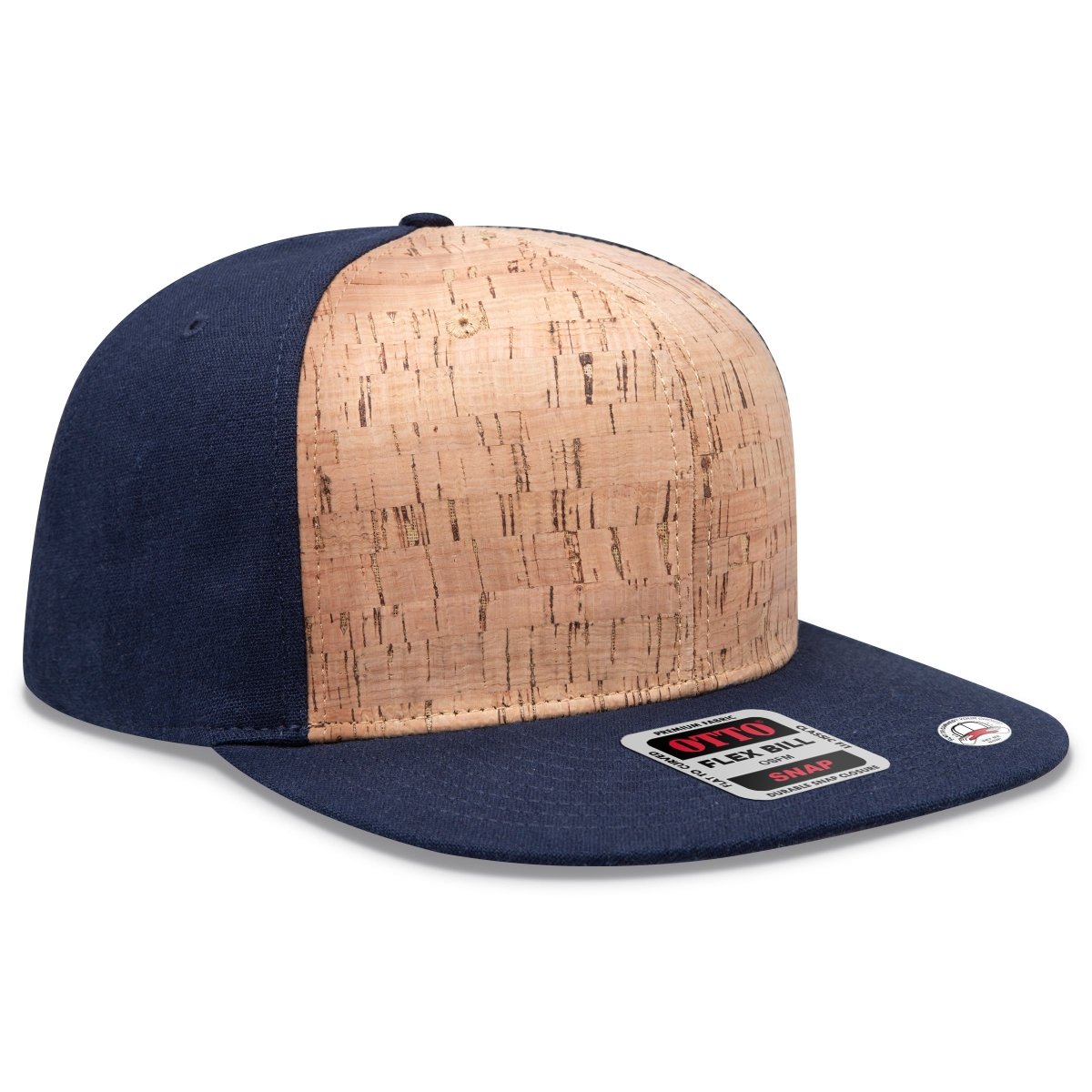 OTTO CAP "OTTO SNAP" 6 Panel Pro Style Snapback Hat OTTO 125 - 978 Nvy/Cork/Nvy OSFM - Adult Hats