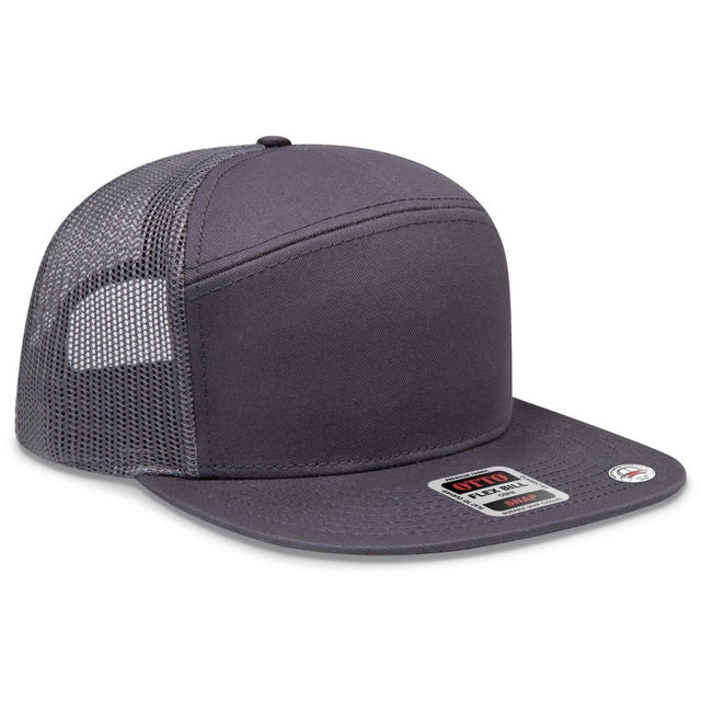 OTTO CAP "OTTO SNAP" 7 Panel Pro Style Mesh Back Trucker Snapback Hat OTTO 172 - 1298 Char. Gray OSFM - Adult Hats