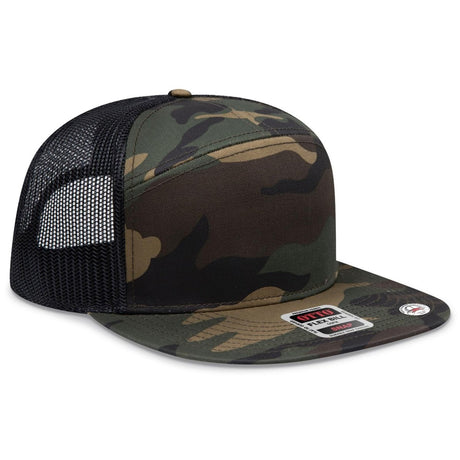 OTTO CAP "OTTO SNAP" 7 Panel Pro Style Mesh Back Trucker Snapback Hat OTTO 172 - 1298 Dk.Grn/Brn/Blk OSFM - Adult Hats