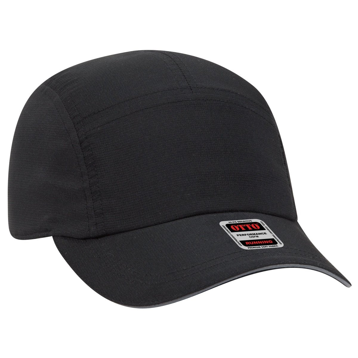 OTTO CAP Reflective 5 Panel Running Cap OTTO 133 - 1252 Black OSFM - Adult Hats