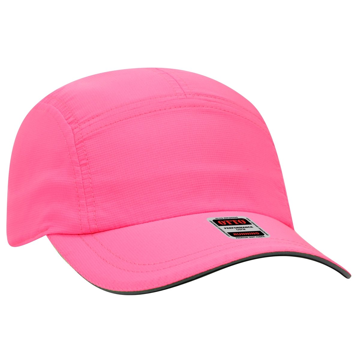 OTTO CAP Reflective 5 Panel Running Cap OTTO 133 - 1252 N. Pink OSFM - Adult Hats
