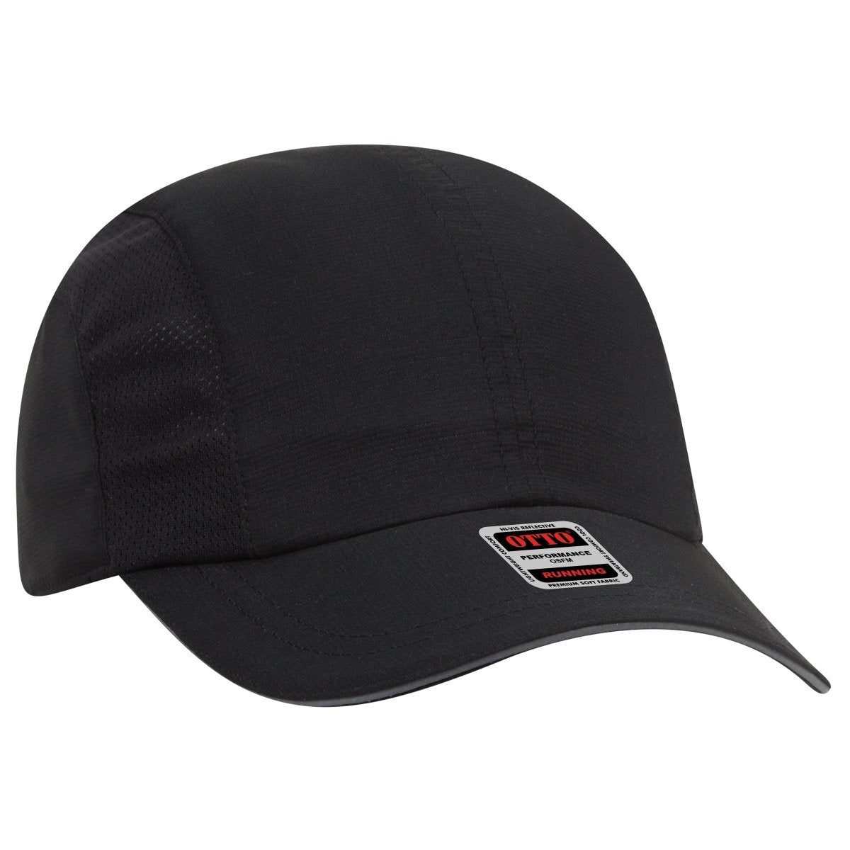 OTTO CAP Reflective 6 Panel Running Cap OTTO 133 - 1240 Black OSFM - Adult Hats