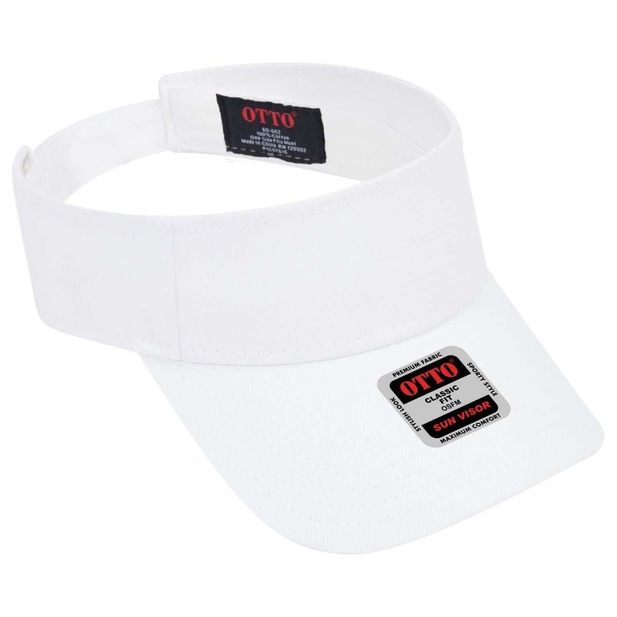 OTTO CAP Sun Visor OTTO 60 - 662 White OSFM - Adult Visors