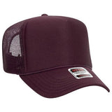 OTTO CAP YOUTH 5 Panel High Crown Mesh Back Foam Trucker Hat 39 - 165 YOUTH Maroon Caps