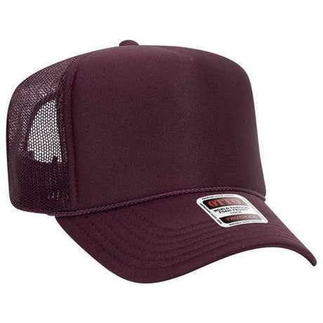OTTO CAP YOUTH 5 Panel High Crown Mesh Back Foam Trucker Hat 39 - 165 YOUTH Maroon Caps
