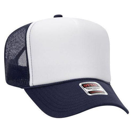 OTTO CAP YOUTH 5 Panel High Crown Mesh Back Foam Trucker Hat 39 - 165 YOUTH Navy / White / Navy Caps