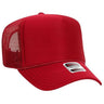 OTTO CAP YOUTH 5 Panel High Crown Mesh Back Foam Trucker Hat 39 - 165 YOUTH Red Caps