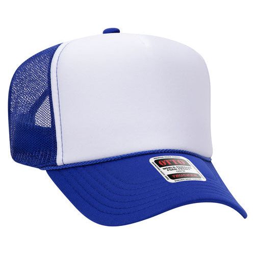 OTTO CAP YOUTH 5 Panel High Crown Mesh Back Foam Trucker Hat 39 - 165 YOUTH Royal / White / Royal Caps