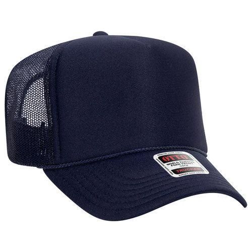 OTTO CAP YOUTH 5 Panel High Crown Mesh Back Foam Trucker Hat 39 - 165 YOUTH True Navy Caps