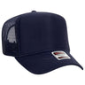 OTTO CAP YOUTH 5 Panel High Crown Mesh Back Foam Trucker Hat 39 - 165 YOUTH True Navy Caps
