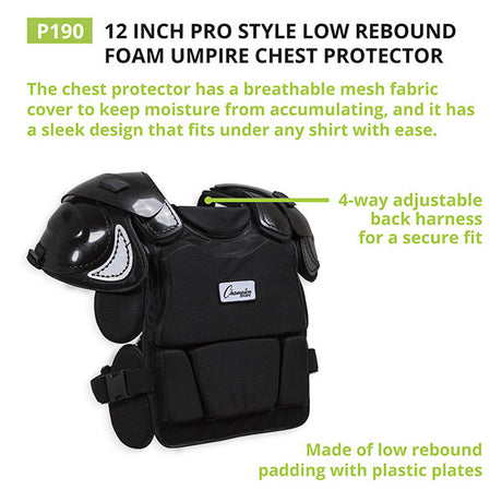 Champion Sports PRO STYLE LOW REBOUND FOAM CHEST PROTECTOR 16"