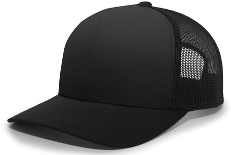 Pacific Headwear 5 - Panel Trucker Snapback Cap 105C BLACK/BLACK OS