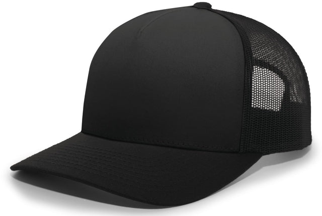 Pacific Headwear 5 - Panel Trucker Snapback Cap 105C BLACK/BLACK OS