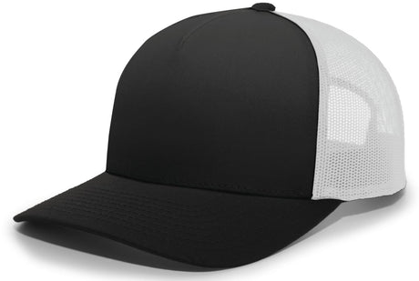 Pacific Headwear 5 - Panel Trucker Snapback Cap 105C BLACK/WHITE/BLACK OS
