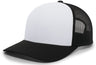 Pacific Headwear 5 - Panel Trucker Snapback Cap 105C WHITE/BLACK/BLACK OS