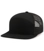 Pacific Headwear 6 - Panel Arch Trucker Snapback Cap - Pacific Headwear P787 BLACK OS