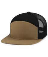 Pacific Headwear 6 - Panel Arch Trucker Snapback Cap - Pacific Headwear P787 BUCK/BLACK/BUCK OS