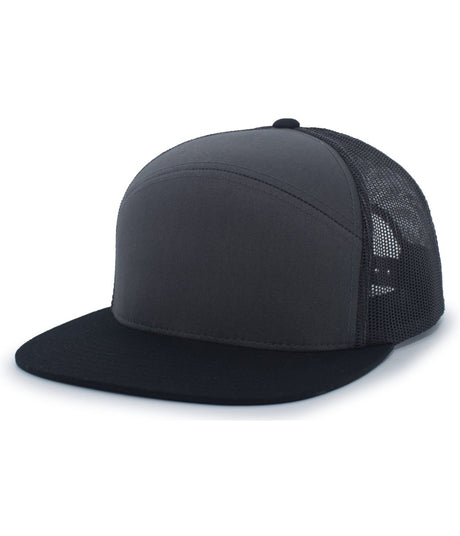 Pacific Headwear 6 - Panel Arch Trucker Snapback Cap - Pacific Headwear P787 CHARCOAL/BLACK OS