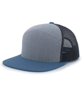 Pacific Headwear 6 - Panel Arch Trucker Snapback Cap - Pacific Headwear P787 HEATHER GREY/SLATE BLUE OS